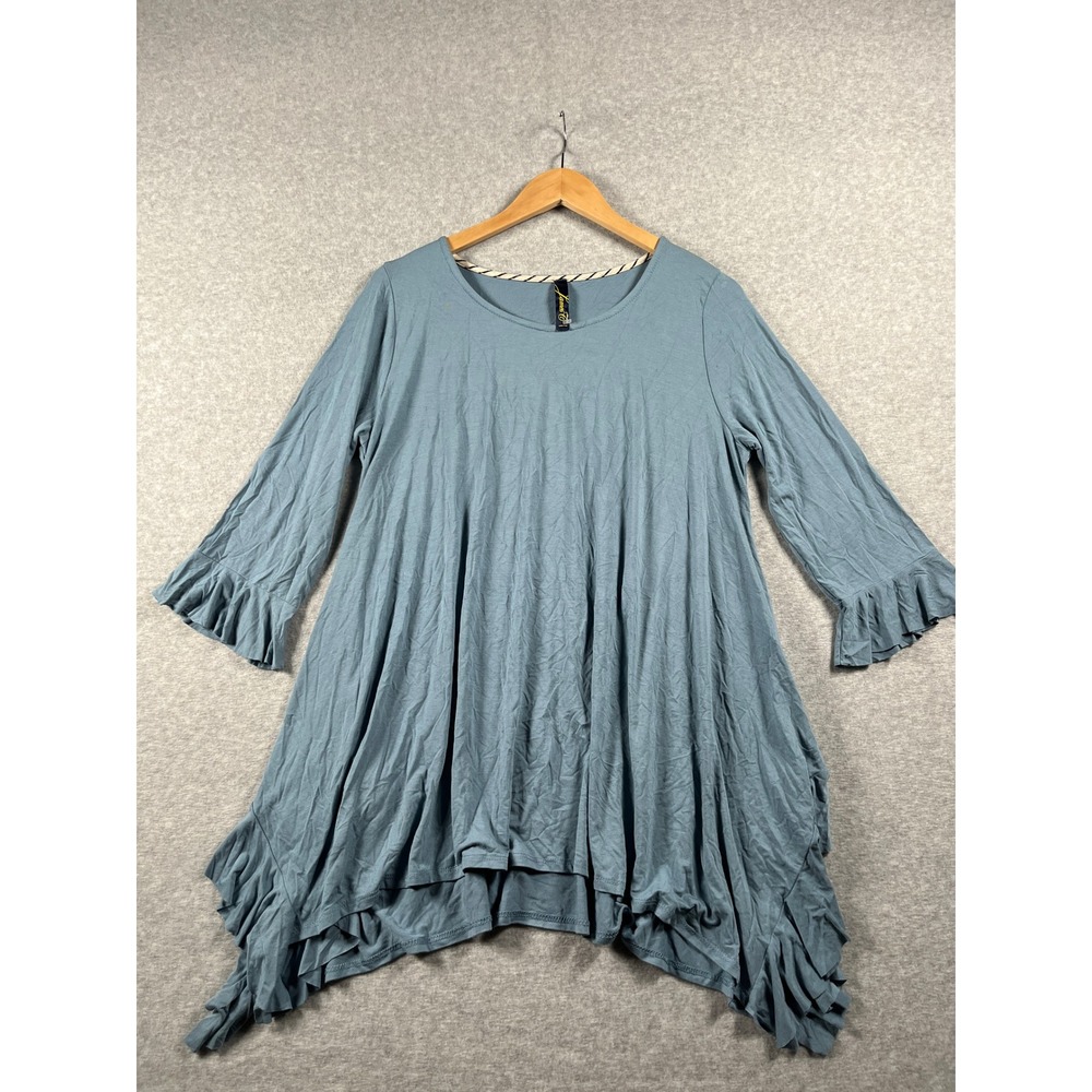 Tunic Top Womens M Blue Oversized Asymmetrical Soft Lagenlook Fairy